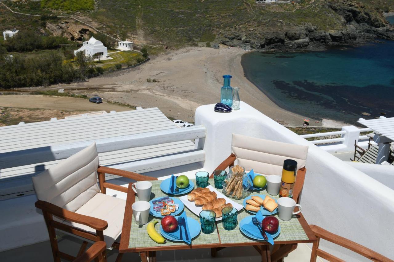 Superior Beachfront Apartment 1 With View To The Aegean Sea Panormos  Buitenkant foto